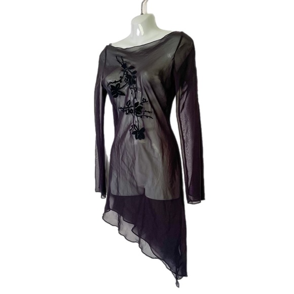 Vintage Witchy Dark Fairy Gothic Vamp Floaty Chiffon Top - XS - Picture 3 of 6